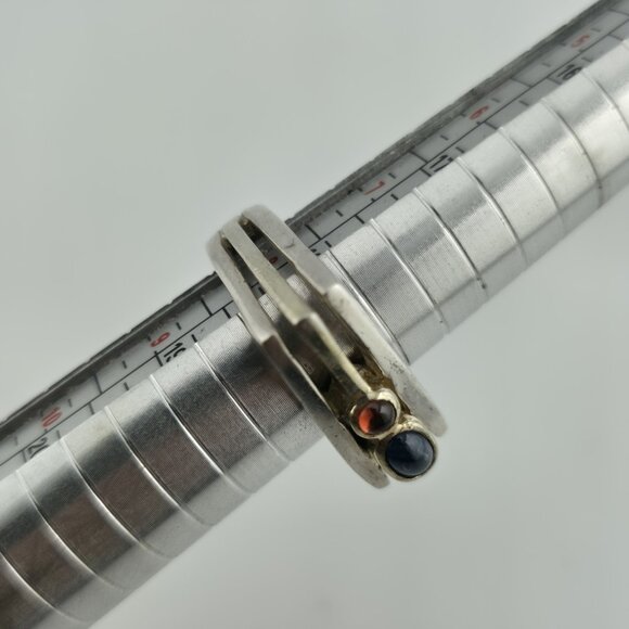 Sterling Silver Ring Mid-Century contemporary Artisan Minimalist Square Stack 8 - Picture 3 of 14